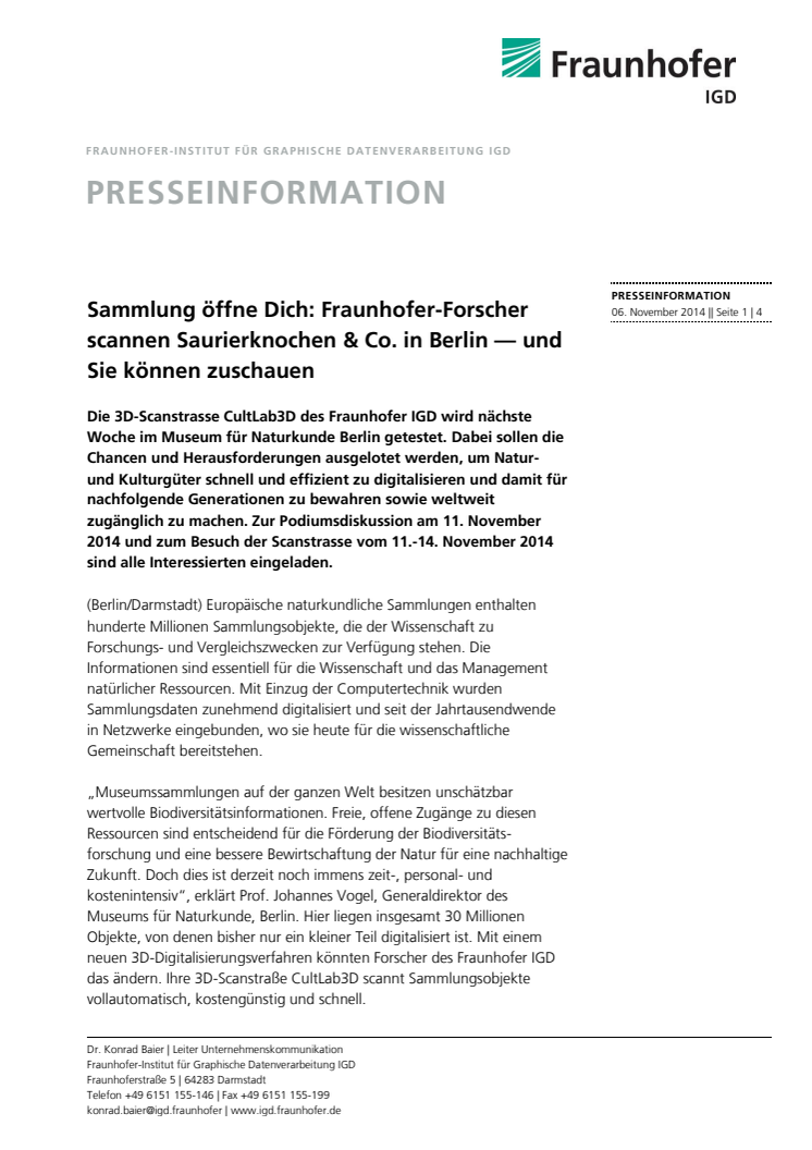 Sammlung öffne Dich: Fraunhofer-Forscher scannen Saurierknochen & Co. in Berlin — und Sie können zuschauen