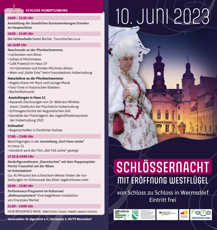 Programm Schlössernacht 2023 in Wermsdorf
