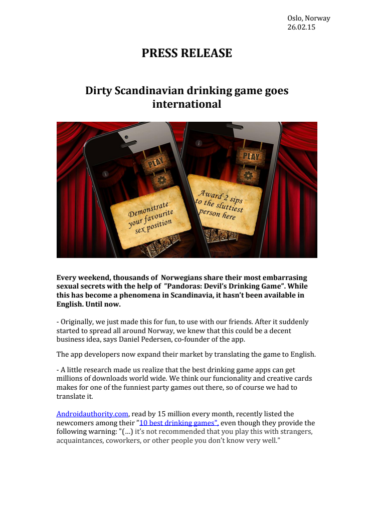 Dirty Scandinavian drinking game goes international
