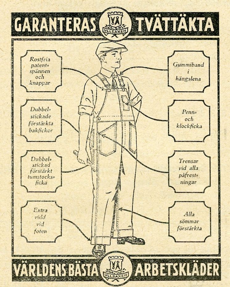 Hängslebyxa i Allmäncos postorderkatalog våren 1928