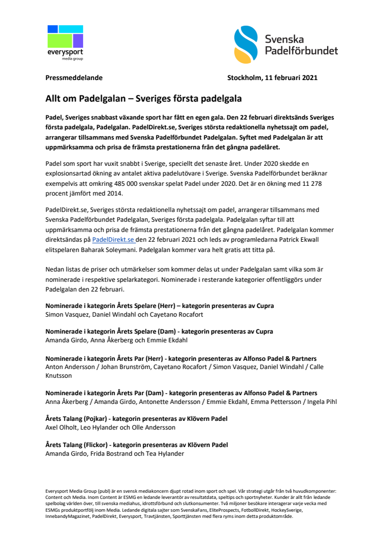 Allt om Padelgalan – Sveriges första padelgala 