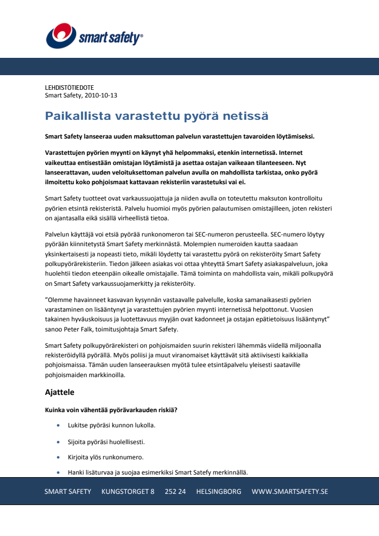  PAIKALLISTA  VARASTETTU PYÖRÄ NETISSÄ 