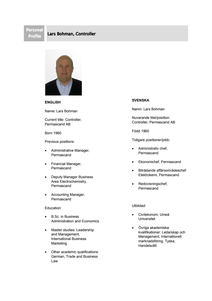 Lars Bohman - Personprofil