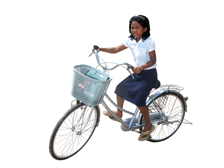 Flicka på cykel - frilagd