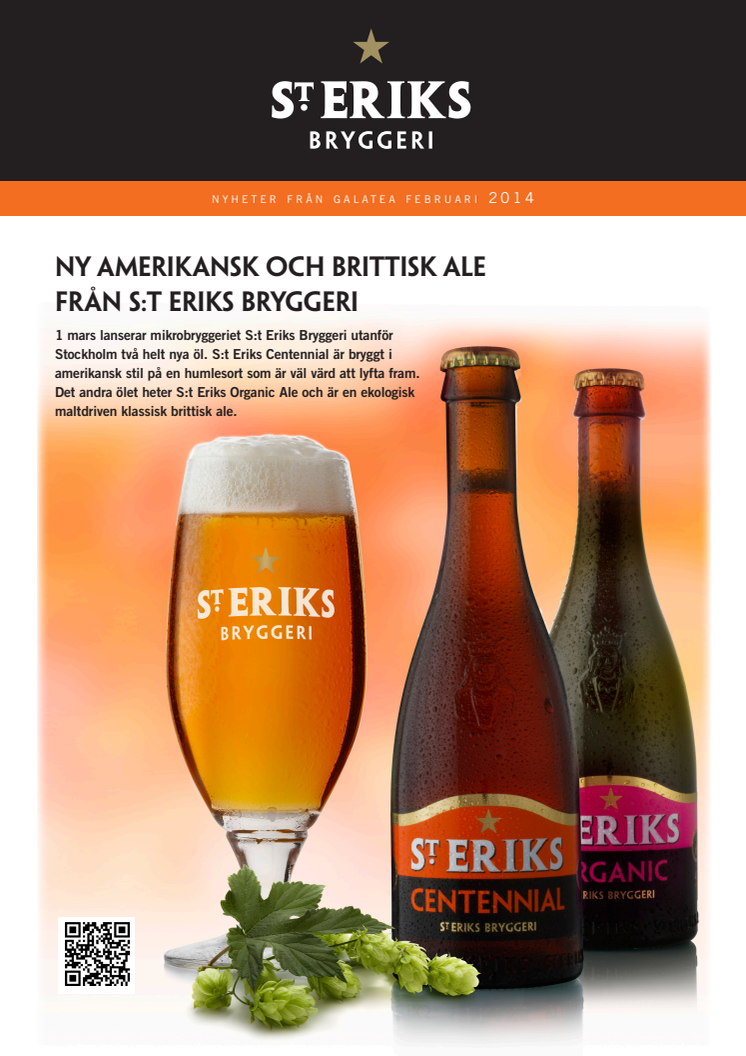 Ny amerikansk och brittisk ale från S:t Eriks Bryggeri