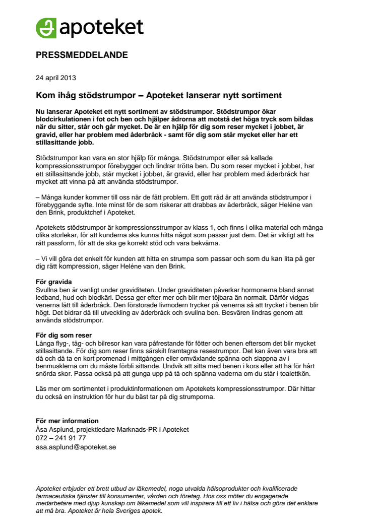 Kom ihåg stödstrumpor – Apoteket lanserar nytt sortiment