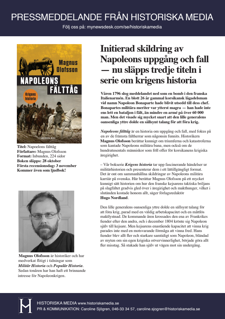 Initierad skildring av Napoleons uppgång och fall — nu släpps tredje titeln i serie om krigens historia