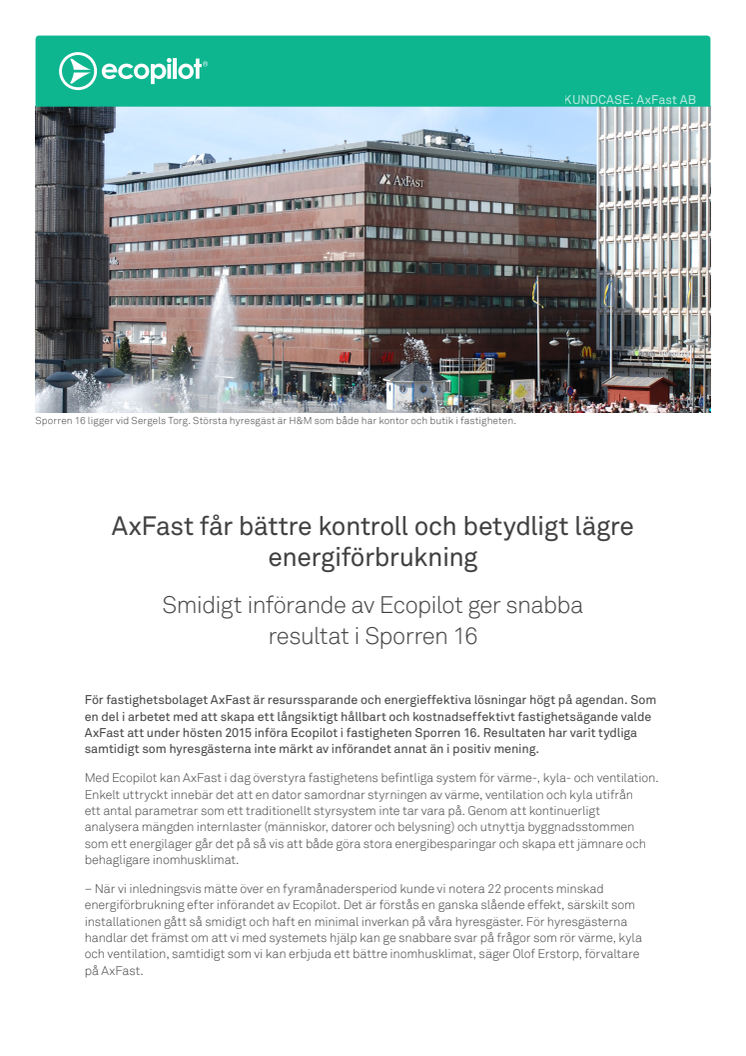 Kundcase: AxFast får bättre kontroll och betydligt lägre energiförbrukning