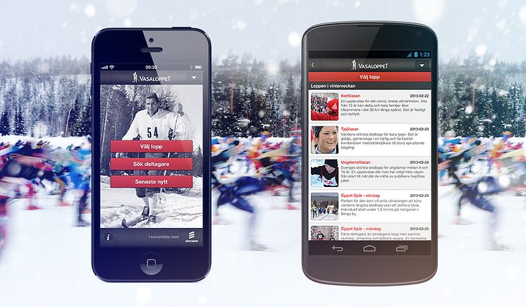 Appen Vasaloppet Vinter 2013 - bevaka dina vänner, nu med push för iPhone och Android