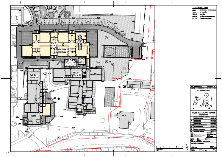 Karta över ny- och ombyggnation på Hagby Skola