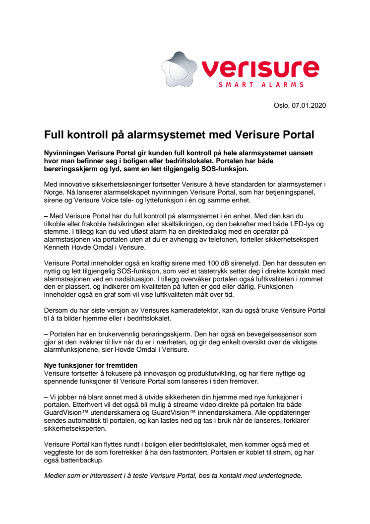 Full kontroll på alarmsystemet med Verisure Portal