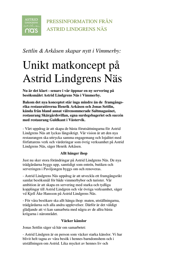 Ny restaurang på Astrid Lindgrens Näs