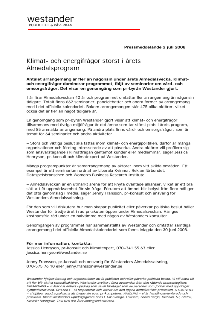 Klimat- och energifrågor störst i årets Almedalsprogram