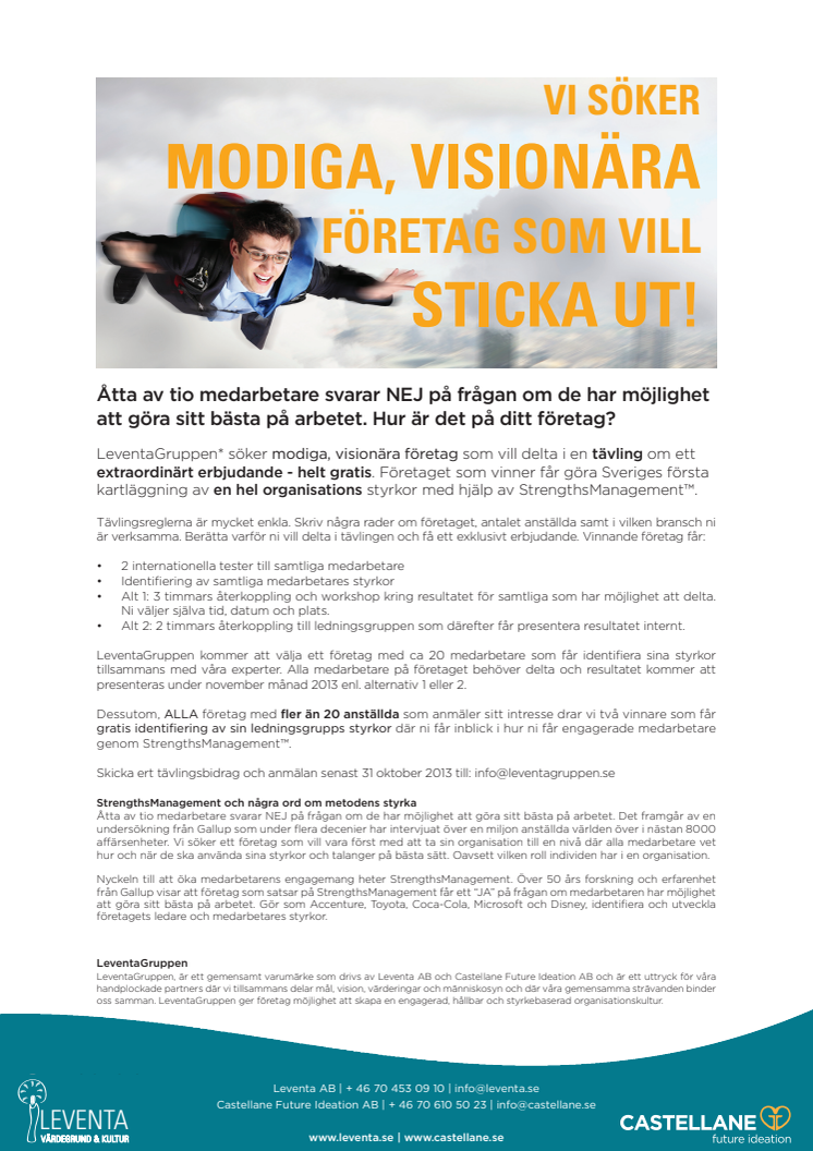 LeventaGruppen söker modiga, visionära företag som vill sticka ut
