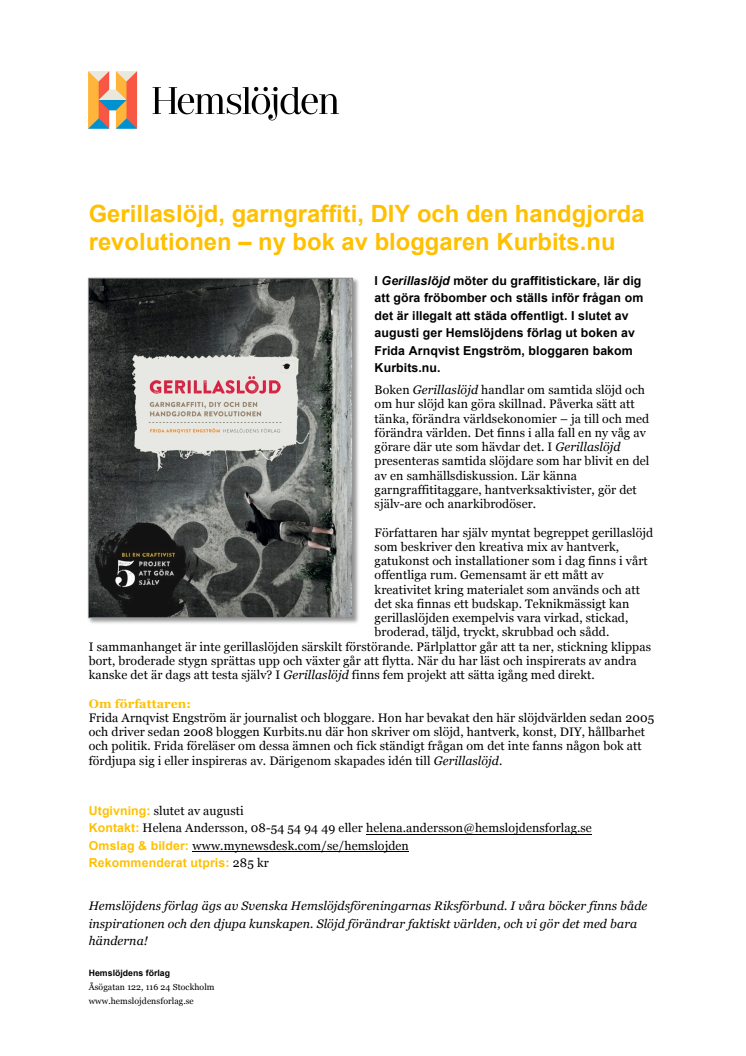 Gerillaslöjd, garngraffiti, DIY och den handgjorda revolutionen – ny bok av bloggaren Kurbits.nu