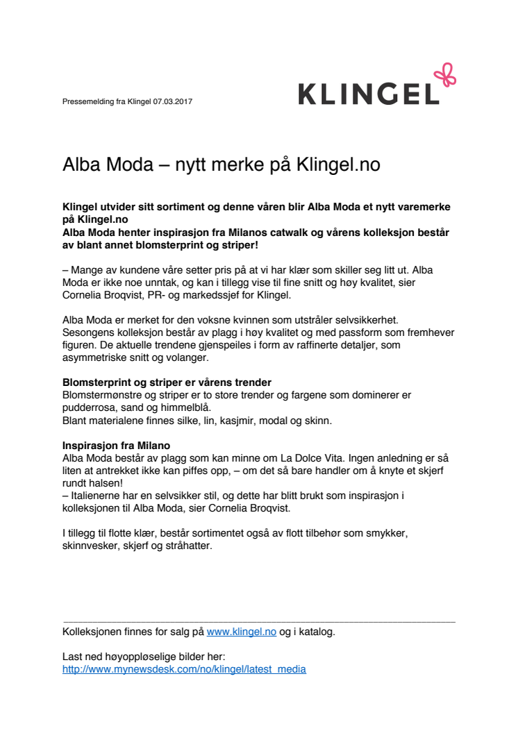 Alba Moda – nytt merke på klingel.no