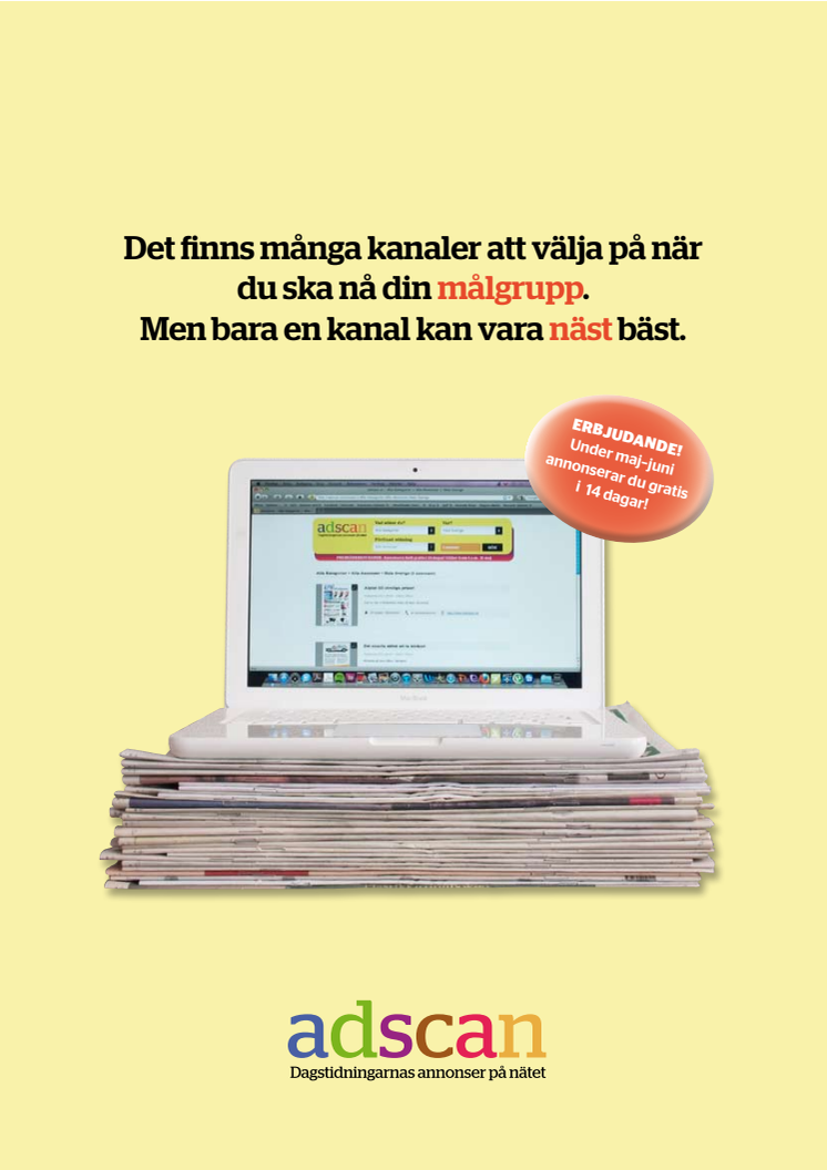 Ny annonstjänst på nätet:  Dagstidningarnas annonser ett klick bort!