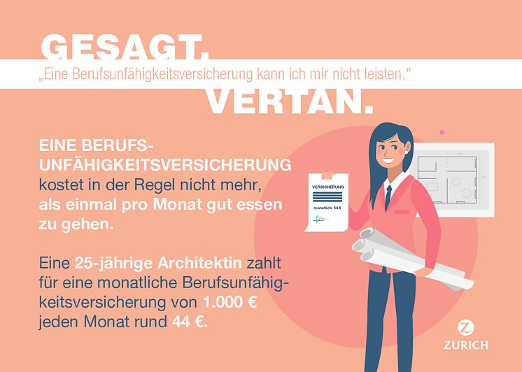 Irrtum Nr. 2 "Eine Berufsunfähigkeitsversicherung kann ich mir nicht leisten." 