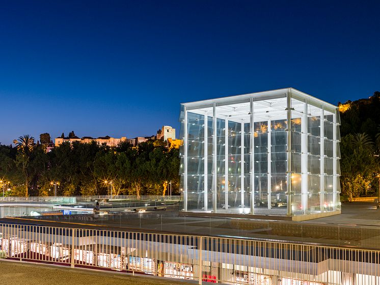 Bygning "El Cubo", Málaga, Andalusien