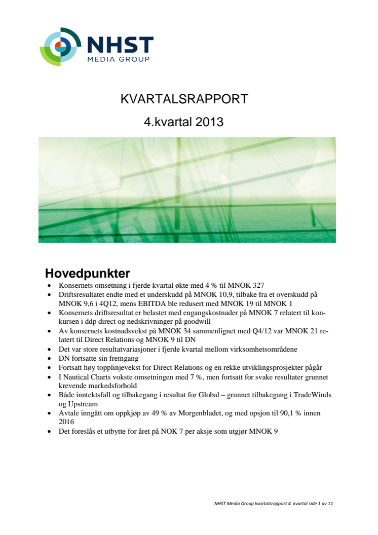 Kvartalsrapport 4. kvartal 2013