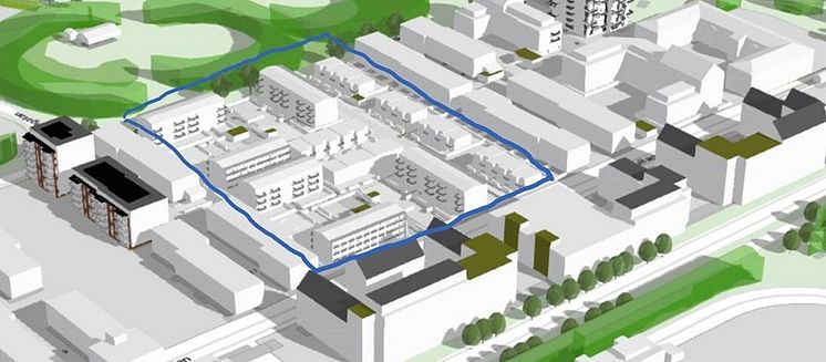 Området som är aktuellt för bostadsrätter på Drottninghög