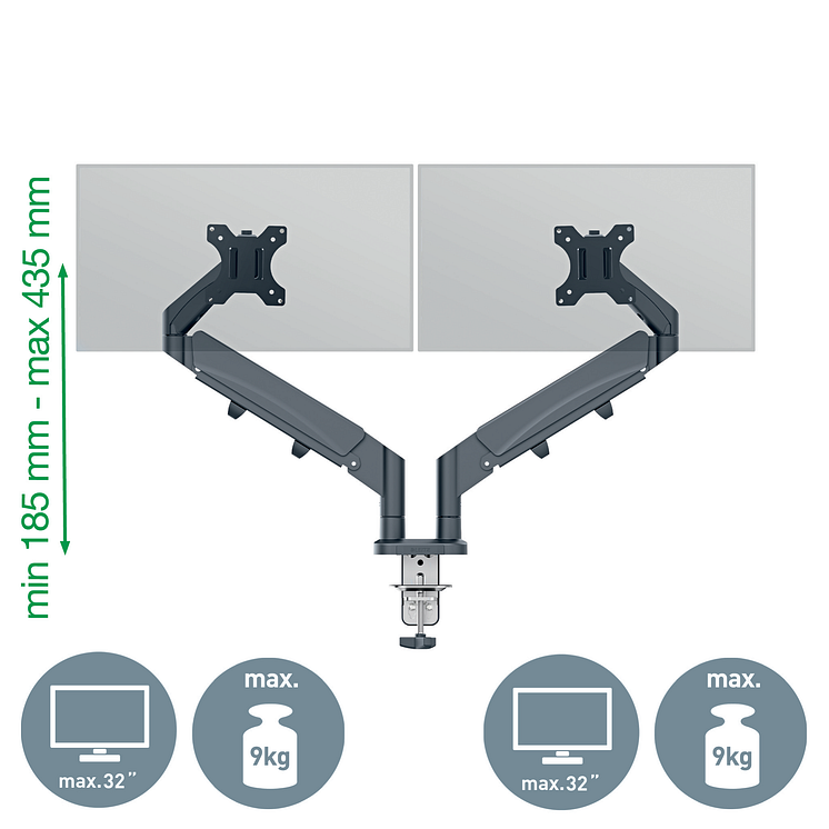 Dobbelt monitor arm