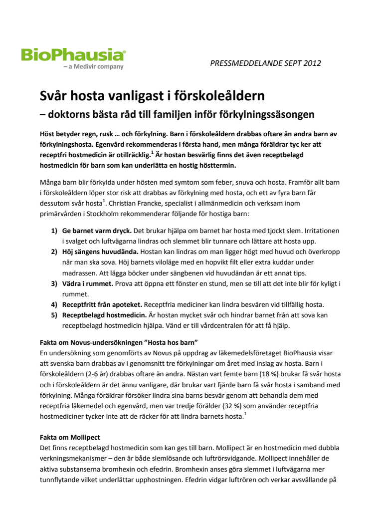 Svår hosta vanligast i förskoleåldern