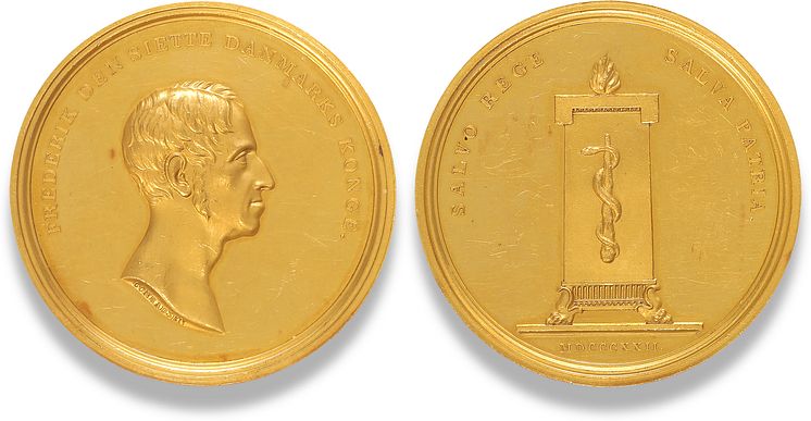 Kongens helbredelse, 1822, Conradsen, B 93, 47 mm - guldmedaille i original æske.tiff