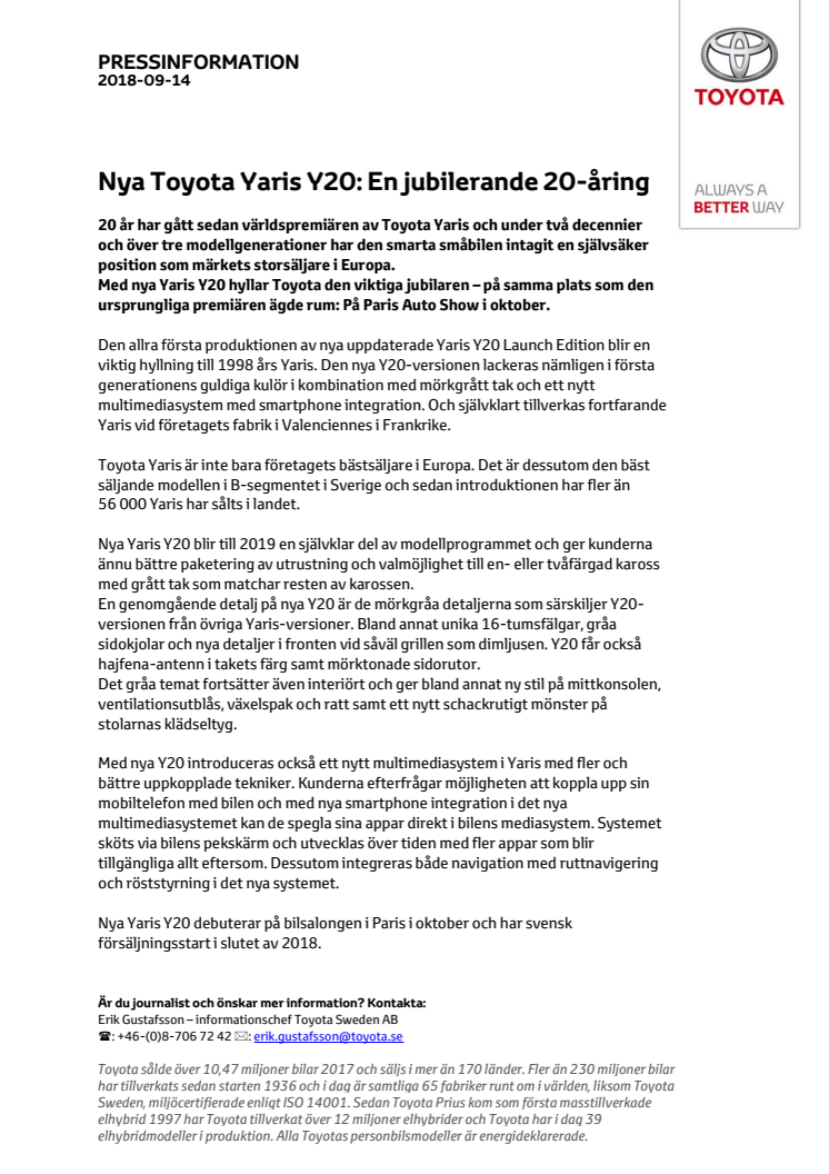 Nya Toyota Yaris Y20: En jubilerande 20-åring