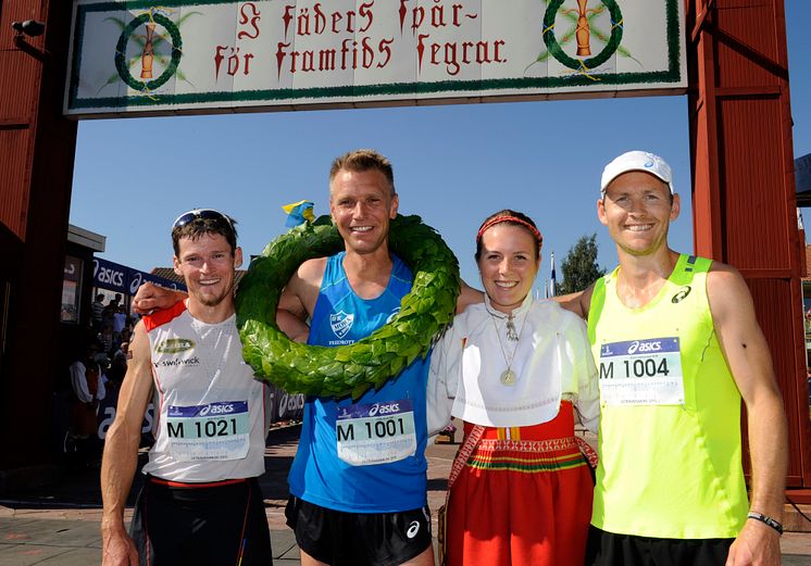 Top 3 Ultravasan 2015 at the famous Vasaloppet finish in Mora, Sweden