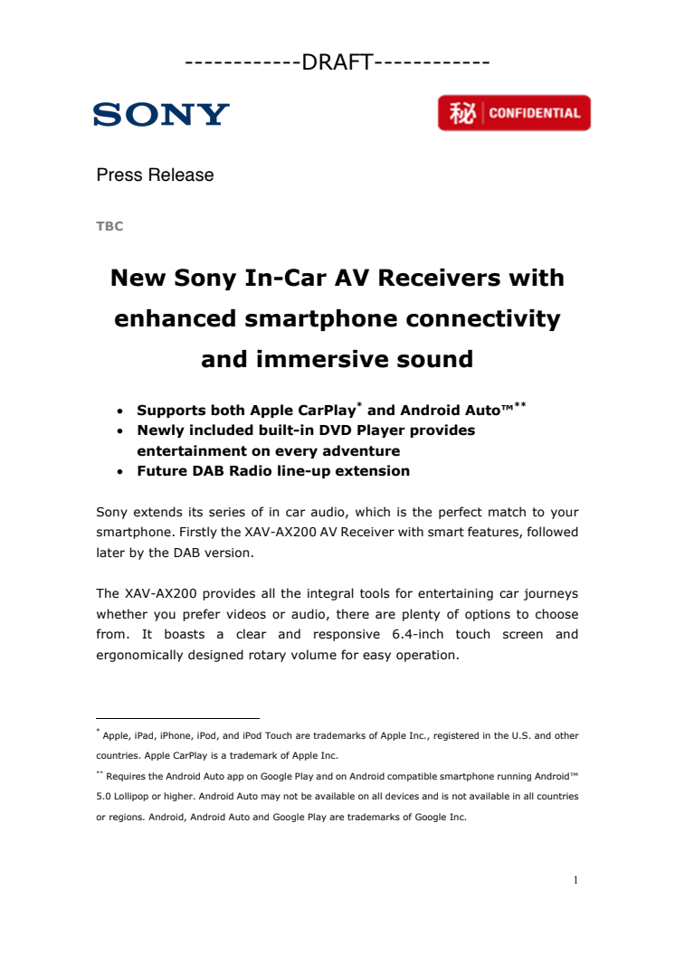 Sonyn uudet auton AV-viritinvahvistimet yhdistyvät älypuhelinten kanssa entistä paremmin ja ääni on yhä kokonaisvaltaisempi