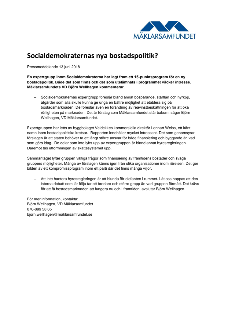 ​Socialdemokraternas nya bostadspolitik?