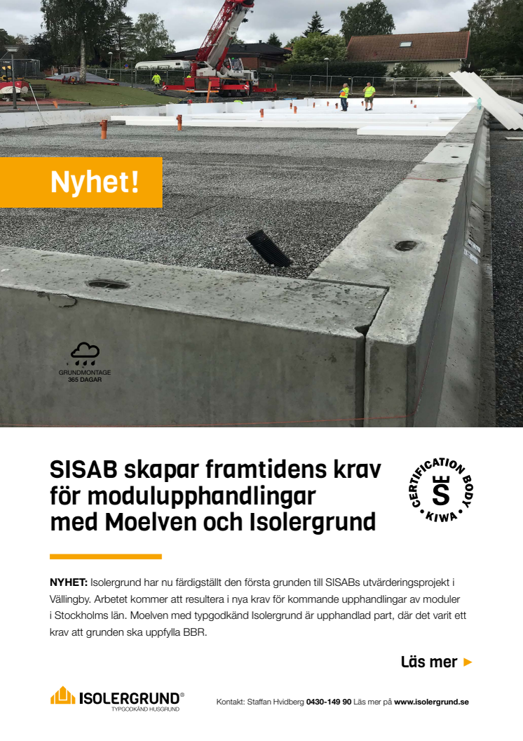 SISAB skapar framtidens krav  för modulupphandlingar  med Moelven och Isolergrund