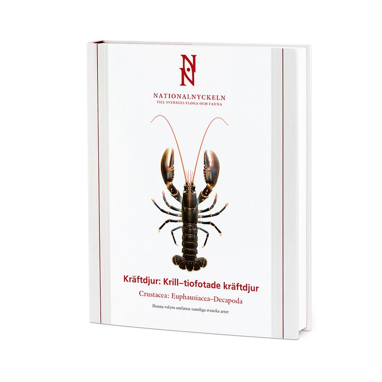 Framsida av Nationalnyckelvolym med hummer. 