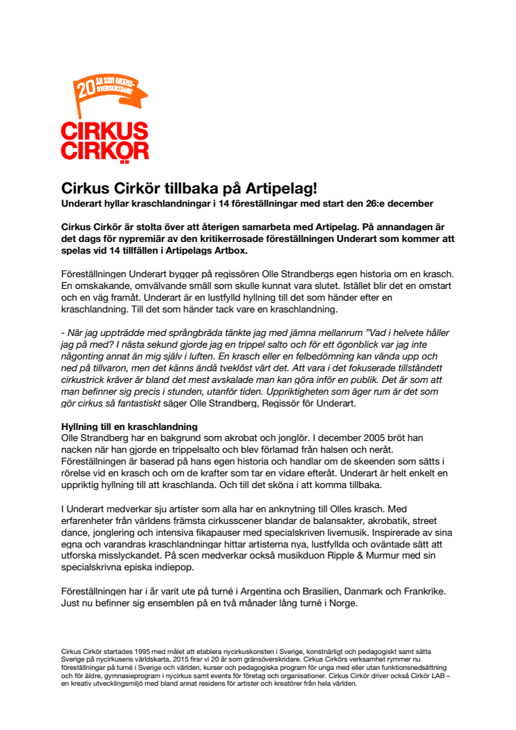 Cirkus Cirkör tillbaka på Artipelag!