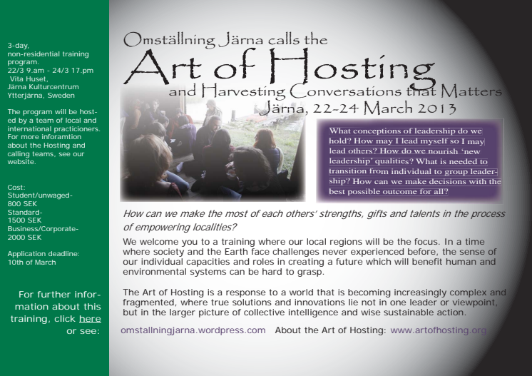 "The Art of Hosting" - en ledarskapsträning 