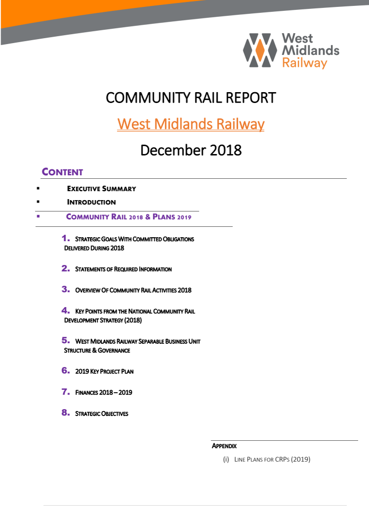 Community Rail Report - West Midlands Railway