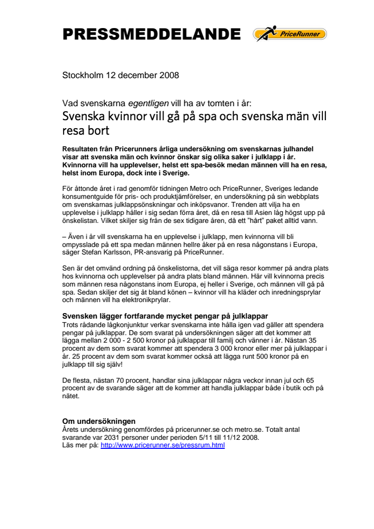 Svenska kvinnor vill gå på spa och svenska män vill resa bort