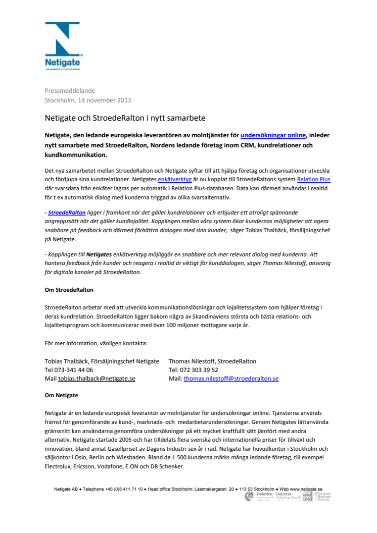 Netigate och StroedeRalton i nytt samarbete