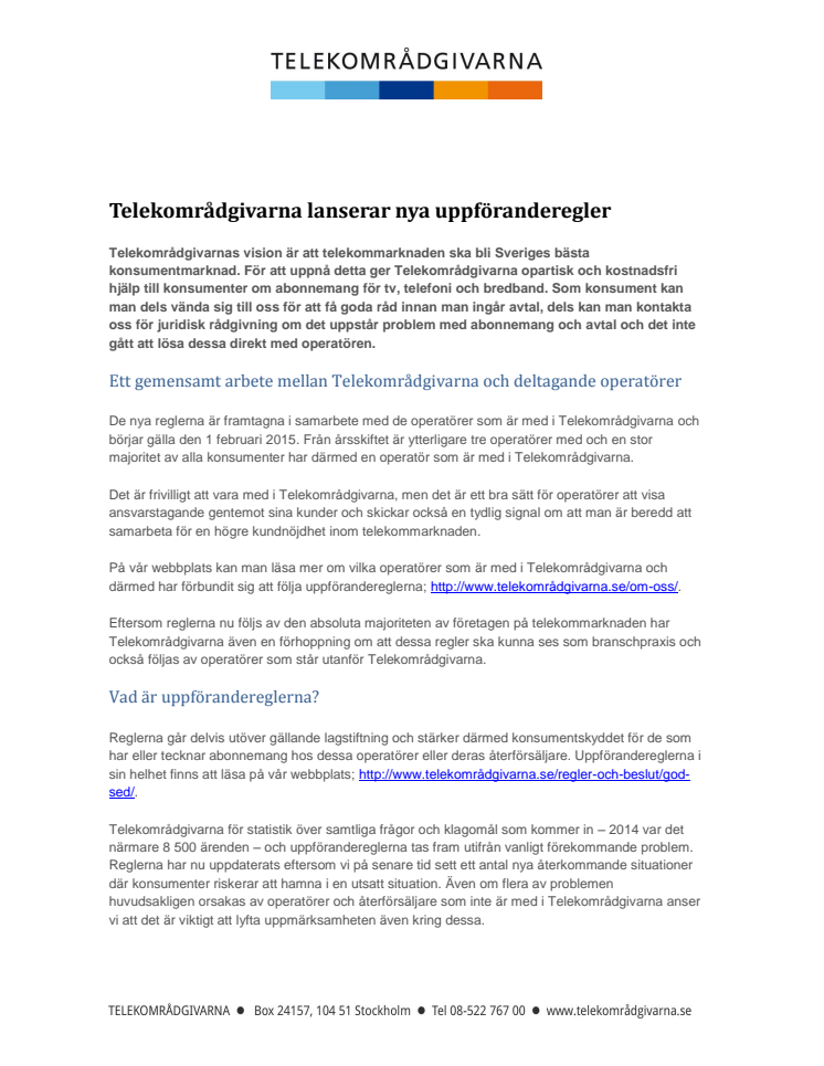 Telekområdgivarna lanserar nya uppföranderegler