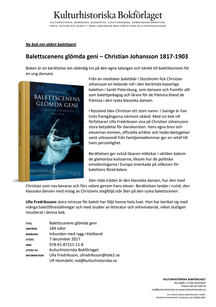 Ny bok om okänt svenskt balettgeni