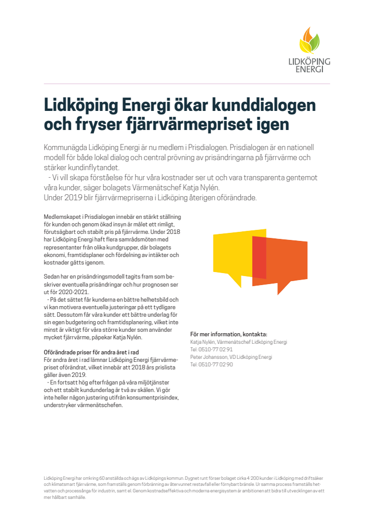 Lidköping Energi ökar kunddialogen och fryser fjärrvärmepriset igen 