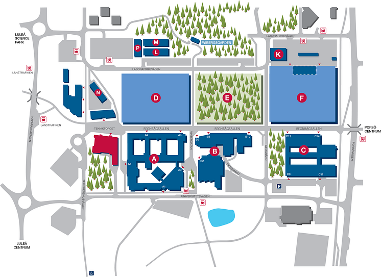 Karta Luleå tekniska universitet, Campusomställning