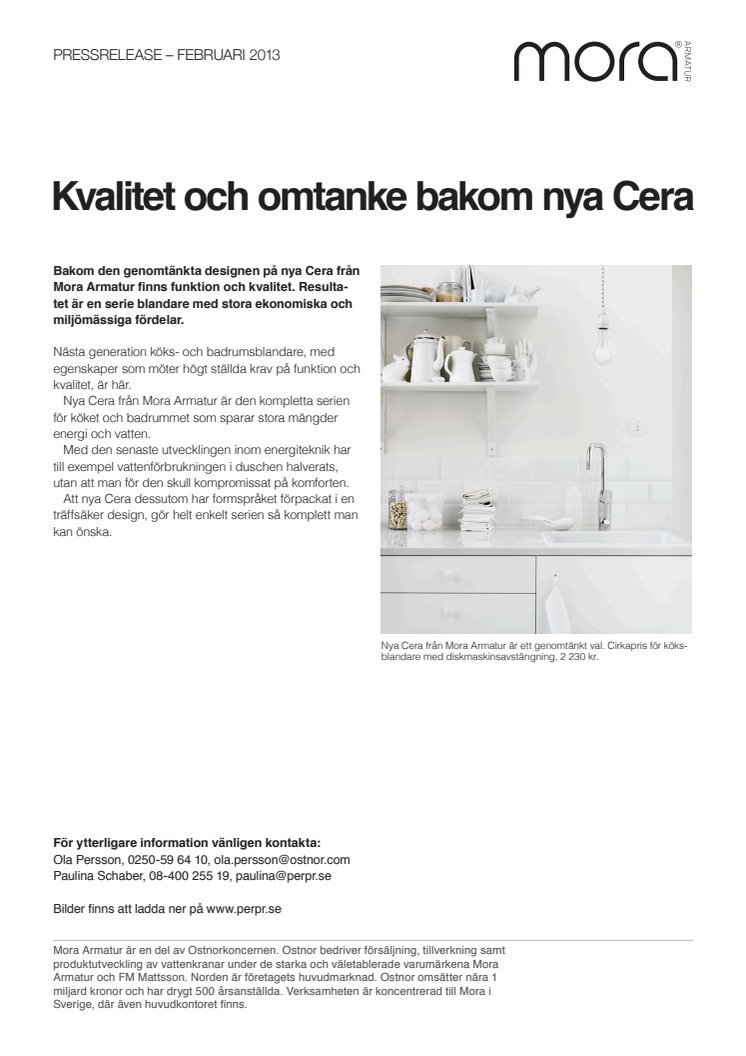 Kvalitet och omtanke bakom nya Cera