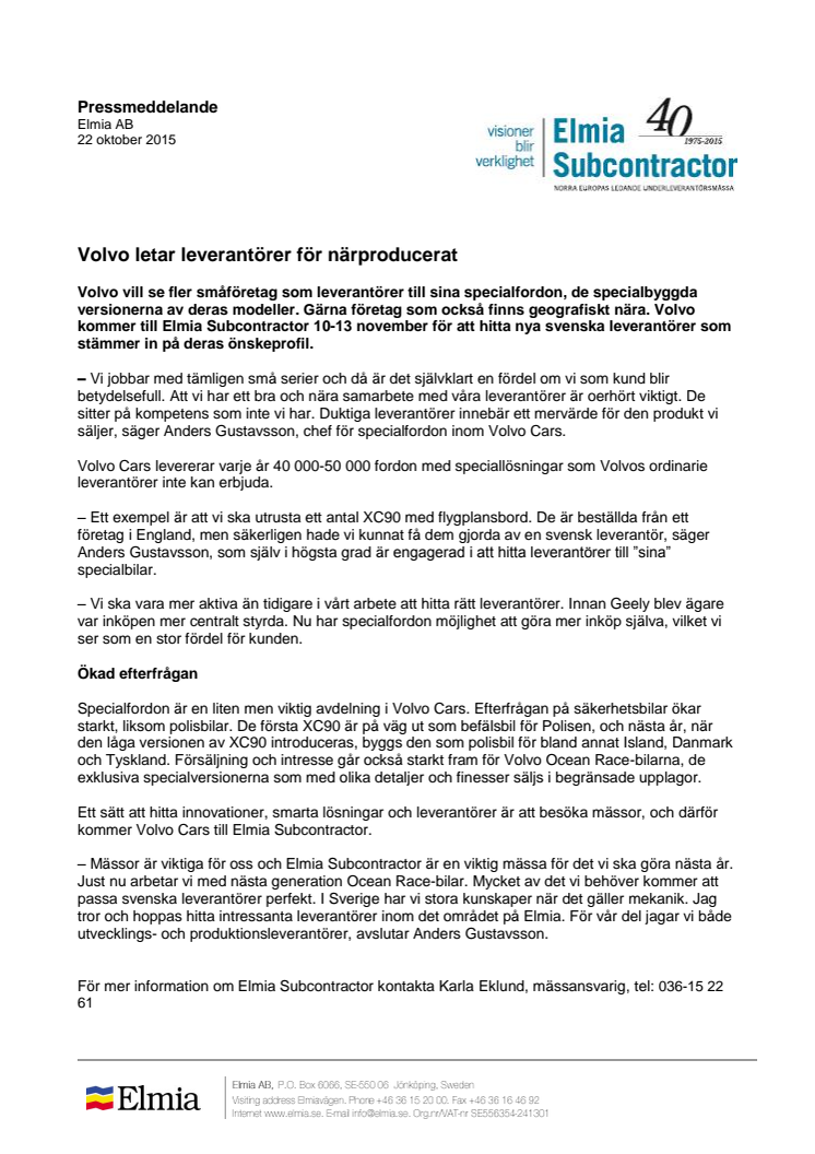 Volvo letar leverantörer för närproducerat