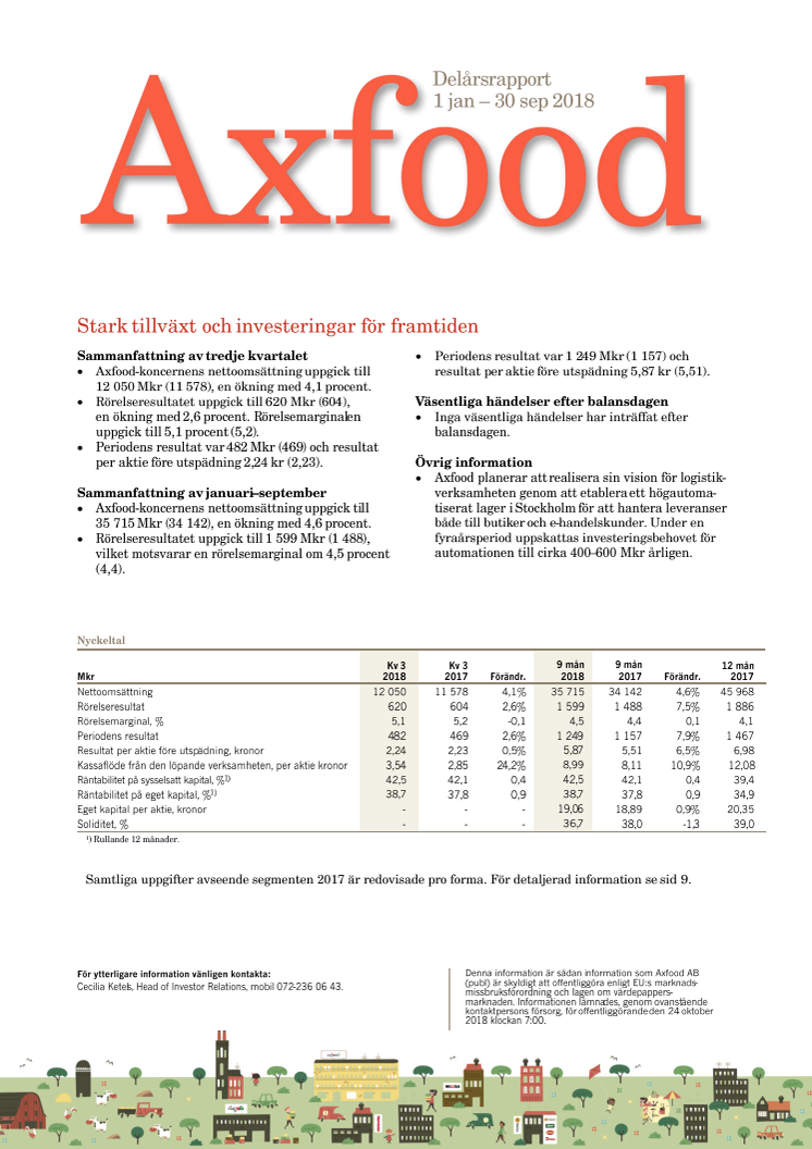 Axfood delårsrapport Q3 2018