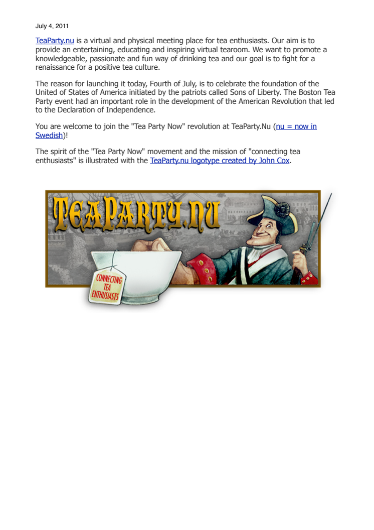 TEAPARTY.NU IS LAUNCHING ON INDEPENDENCE DAY