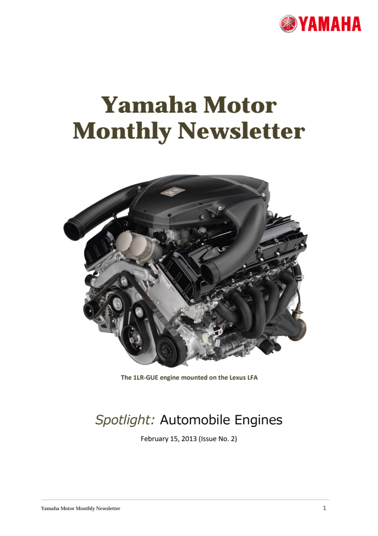 Yamaha Motor Monthly Newsletter No.2(Feb.2013) Automobile Engines