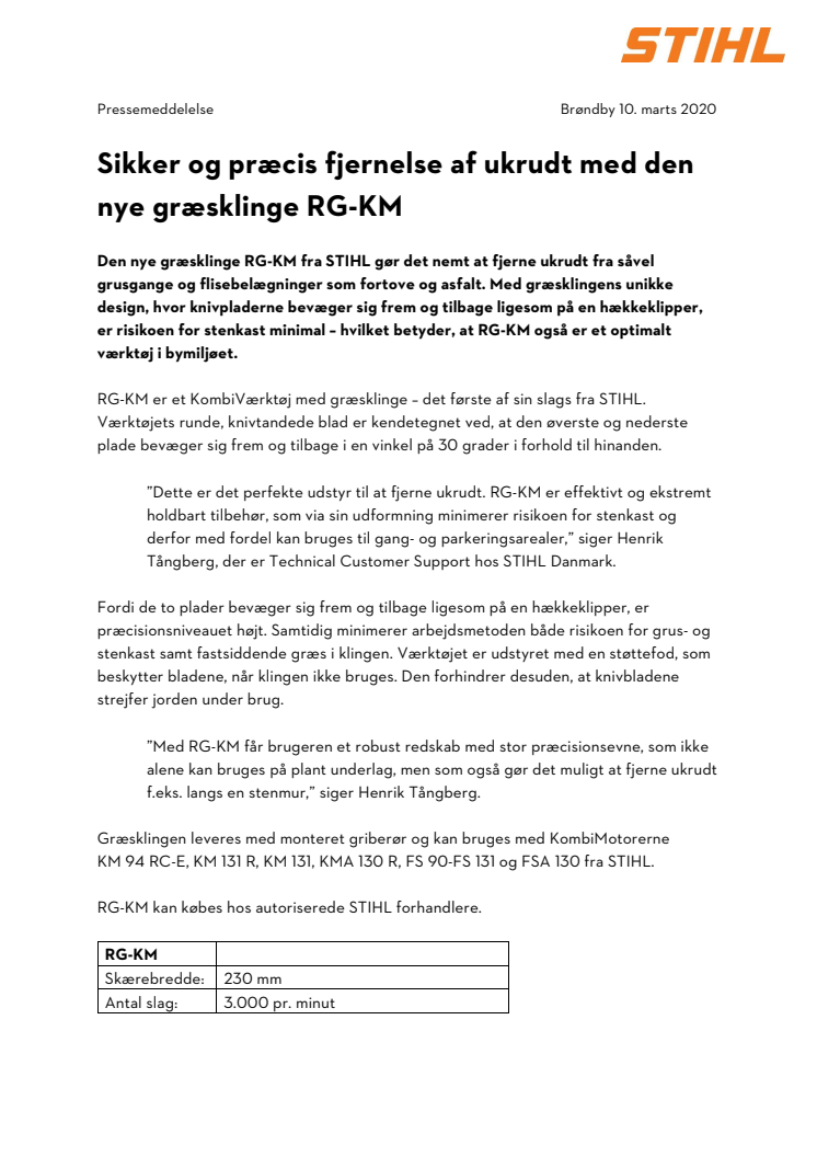 Sikker og præcis fjernelse af ukrudt med den nye græsklinge RG-KM 