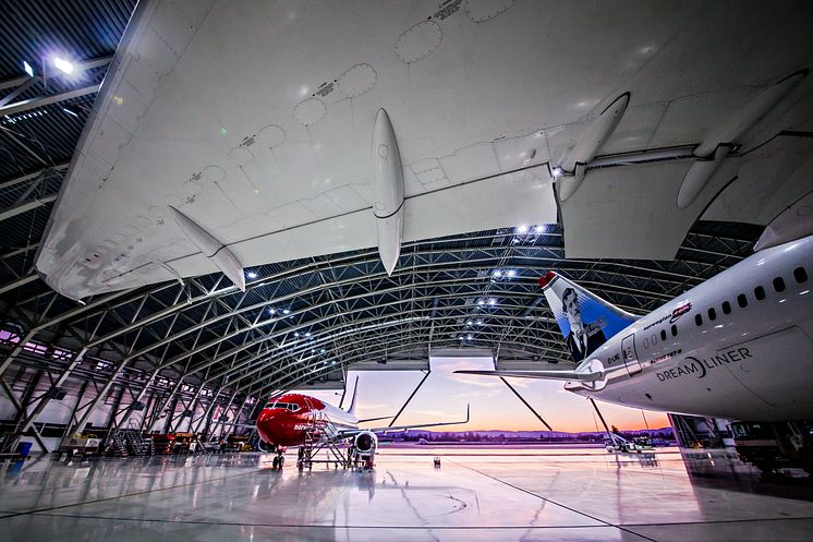 Norwegians hangar på Gardermoen.